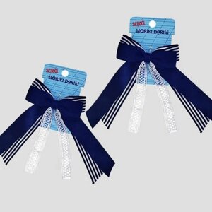 MORIKI DORIKI Сине-белый бант на резинке SCHOOL Collection Blue&White bow elastic, 2шт