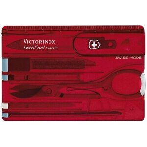 Мультитул карта VICTORINOX SwissCard Classic box (0.7100/0.7122/0.7133) красный полупрозрачный
