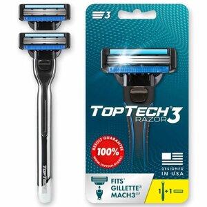 Мужская бритва TopTech Razor 3, США. Совместима с Gillette Mach3*1 бритва + 2 сменные кассеты.