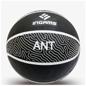 Мяч баскетбольный резиновый INGАME ANT, размер 7, черный/серый