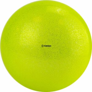 Мяч для художественной гимнастики "TORRES", арт. AGP-19-03, диам. 19 см, ПВХ, желтый с блестками