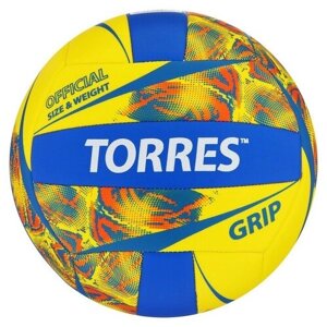 Мяч вол. TORRES Grip Y" арт. V32185, р. 5, синт. кожа (ТПУ), маш. сшивка, бут. камера, желто-син 9086805