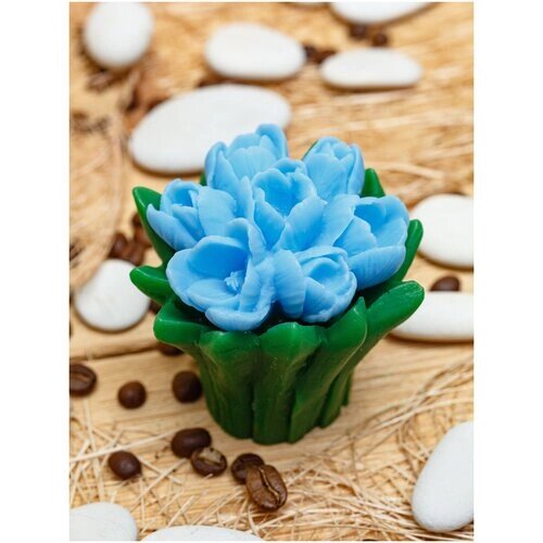 Мыло глицериновое ручной работы Букет тюльпанов "голубой ", 110 гр.