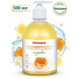 Мыло-крем жидкое с антибактериальным эффектом 500 мл UNICARE "Медовое", с дозатором, UC501062, 2 шт.