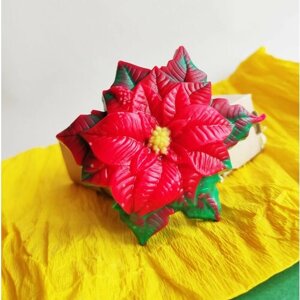 Мыло ручной работы новогодний цветок пуансеттия