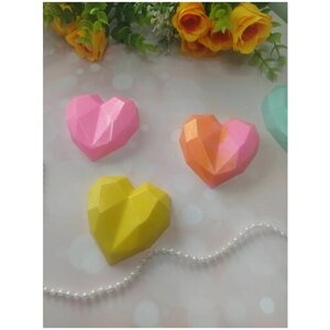 Мыло ручной работы, сувенир валентинка "Кристальное сердце", 3 шт/набор