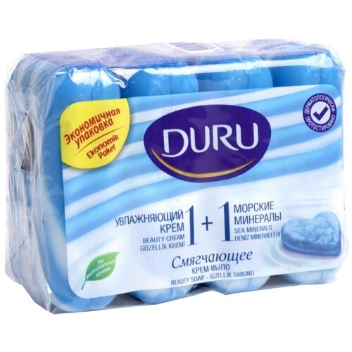 Мыло (soap) Duru 1+1 - Смягчающее Крем-мыло "увлажняющий крем + Морские минералы" 4x90 г.