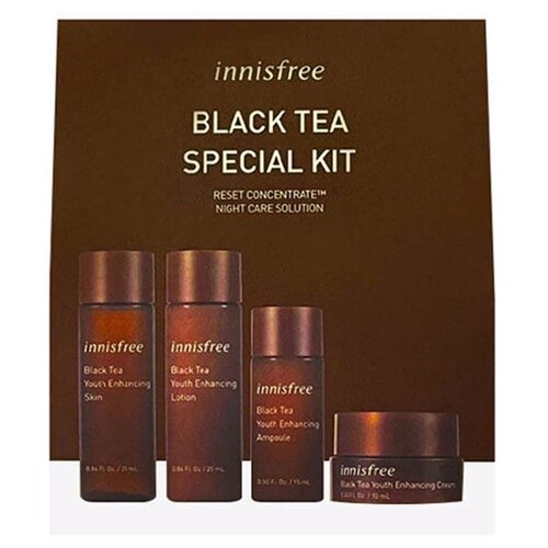 Набор антиоксидантных миниатюр для ночного восстанавливления кожи INNISFREE Black Tea Special Kit 4pcs
