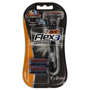 Набор BIC Hybrid 3 Flex, станок для бритья,2 кассеты с 3 лезвиями