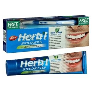 Набор Dabur Herb'l Smokers: зубная паста 150 г + зубная щётка