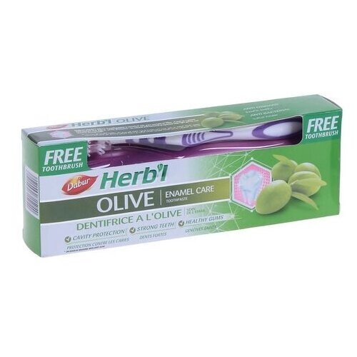 Набор для чистки зубов Dabur Herb'l Olive, 150 мл, green