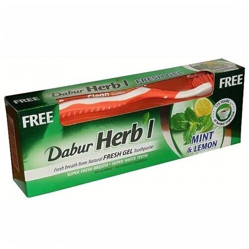 Набор для чистки зубов Dabur Herb’l Мята и лимон, 32.05 мл, 150 г