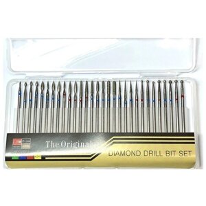 Набор фрез для маникюра и педикюра ICE NOVA алмазных The Original Diamond Drill Bit Set, 30 шт., металл