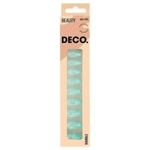 Набор накладных ногтей `DECO. MARBLE blue (24 шт + клеевые стикеры 24 шт)