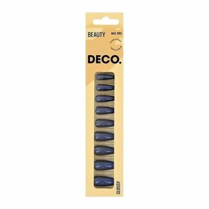 Набор накладных ногтей с клеевыми стикерами DECO. BEAUTY glossy deep blue (24 шт + клеевые стикеры 24 шт)