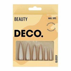 Набор накладных ногтей с клеевыми стикерами DECO. BEAUTY glossy diamond shine (24 шт + клеевые стикеры 24 шт)