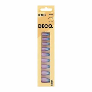 Набор накладных ногтей с клеевыми стикерами DECO. BEAUTY glossy violet shine (24 шт + клеевые стикеры 24 шт)