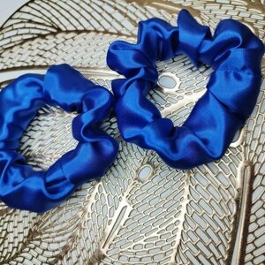 Набор резинок атласных "PRINCESS"для волос синяя 2 штуки