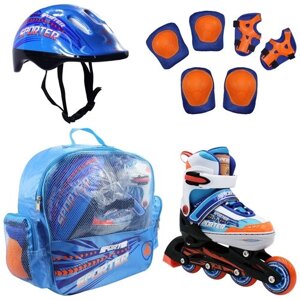 Набор роликовые коньки раздвижные SPORTER black, шлем, набор защиты, в сумке (S: 31-34)