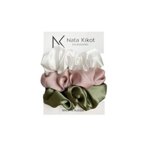 Набор шелковых резинок для волос Nata Kikot, 3 шт. (молочный, пудровый, фисташковый)