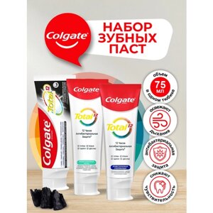 Набор зубной пасты Colgate Total Глубокое очищение + Профессиональная Чистка + Отбеливающая по 75мл