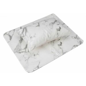 Nail Art Набор для маникюра подушка с подложкой, подушка 11,7 х 25,5 см, подложка 38 х 28 см, белый мрамор