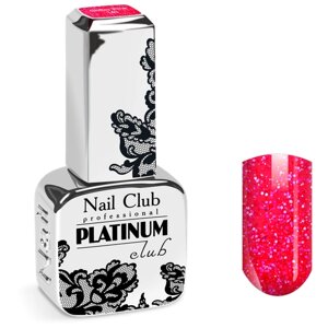 Nail Club professional Эмалевый гель-лак для ногтей с липким слоем PLATINUM CLUB 143 Glitter Pink, 13 мл.