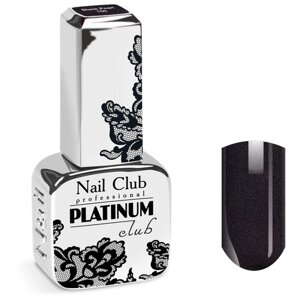 Nail Club professional Эмалевый гель-лак для ногтей с липким слоем PLATINUM CLUB 155 Black Pearl, 13 мл.