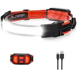 Налобный светодиодный фонарь SimpleShop с USB зарядкой и с аккумуляторными батареями, 37 светодиодов, 3 режима света и красный задний фонарь