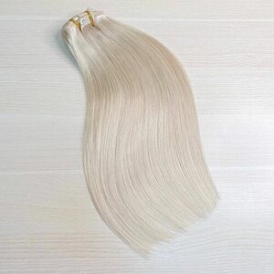 Натуральные волосы на заколках PREMIUM 40 см 120 г - Пепельный блонд #60