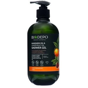 Натуральный гель для душа Biodepo с эфирными маслами грейпфрута и мандарина, 475 мл