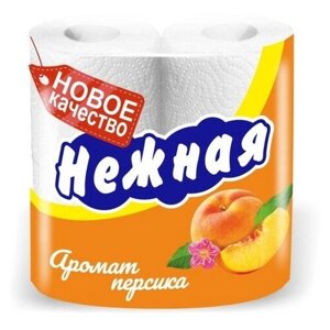 Нежная Туалетная бумага "Нежная" со втулкой, аромат персика, 2 слоя, 4 рулона