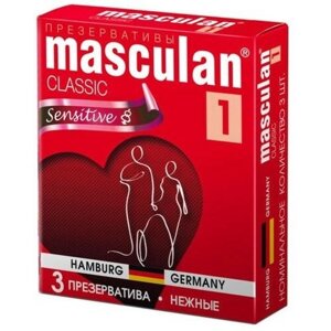 Нежные презервативы Masculan Classic 1 Sensitive - 3 шт. 18.5 см цвет не указан
