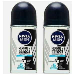 Nivea Men Антиперспирант Черное и белое fresh невидимый роликовый, 50 мл, набор из 2 штук