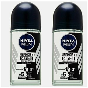 Nivea Men Антиперспирант Черное и белое Original невидимый роликовый, 50 мл, набор из 2 штук