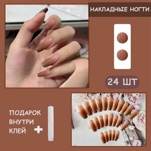 Ногти накладные с дизайном (24шт+клей) типсы клеевые
