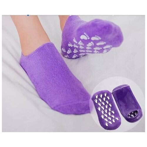 Носочки для педикюра отшелушивающие многоразовые Spa Gel Socks СПА носочки для ног с гелевой прослойкой из эфирных масел; маска для ног; фиолетовые