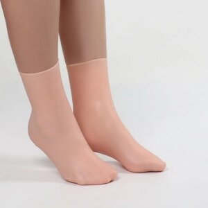 Носочки для педикюра, высокие, силиконовые, 21 19 см, размер S, цвет бежевый