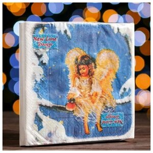 Новогодние салфетки бумажные "Ангел", 33х33 см, 3 слоя