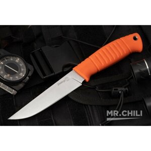 Нож "Вектор" Оранжевый (AUS-8, полированный, эластрон)