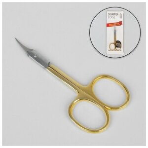 Ножницы маникюрные, для кутикулы, загнутые, 9,5 см, на блистере, цвет золотистый/серебристый, CSEC-503-HG-CVD