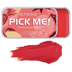 O. TWO. O Pick Me! Палитра для макияжа 3 в 1 (помада, румяна для лица и тени для век), оттенок 07 watermelon