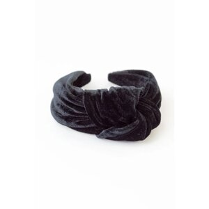 Ободок бархатный с узлом на голову черный / Широкий женский ободок Carolon