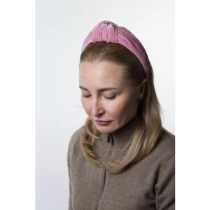 Ободок бархатный с узлом на голову розовый / Широкий женский ободок Carolon