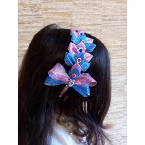 Ободок для девочки "Бантики цветы", украшение в причёску, ободок на праздник или фотосессию