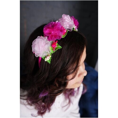 Ободок для волос "Весенние цветы" ручной работы