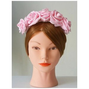 Ободок на голову "Розы крупные", нежно-розовый