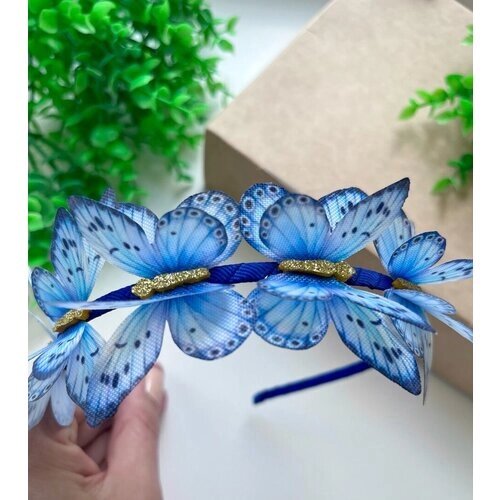 Ободок с бабочками голубой