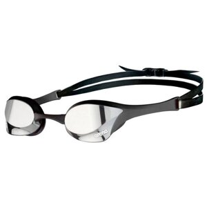 Очки для плавания Arena Cobra Ultra Swipe Mirror Professional, серебристо-черные , стартовые, не потеющие , зеркальные