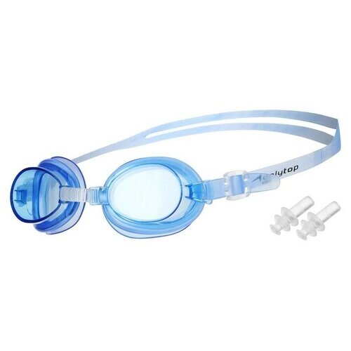 Очки для плавания детские ONLYTOP, беруши, цвет синий 1 шт